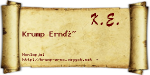 Krump Ernő névjegykártya